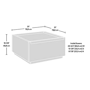 Sauder Manhattan Gate Modern Square Coffee Table, Blaze Acacia Finish - Image 3