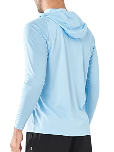NORTHYARD Men's UPF 50+ Hoodie Shirts Long Sleeve Sun Protection Fishing Swim Beach UV SPF Rash Guard Quick Dry Lightweight SkyBlue XL - Image 3