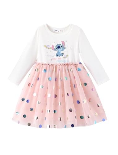 Disney Lilo & Stitch Dress Toddler Girls A-Line Long Sleeve Polka Dot Double-Layered Tulle Winter Fall Clothes Kids Birthday Gift Party Outfit 4-5T - Image 1