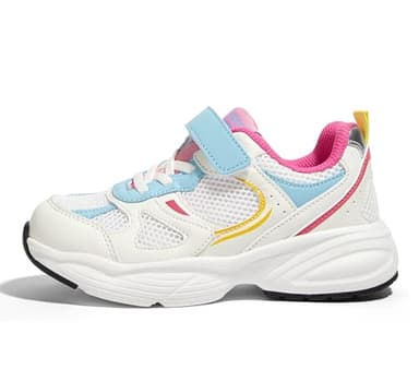 LUCKY STEP Kids Tennis Running Shoes for Children Athletic Sports Gym Lightweight Casual Walking Wide Shoes Toddler School Sneakers(White/Blue,Little Kid 2) - Image 1