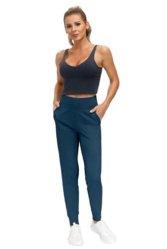 THE GYM PEOPLE Women's Joggers Pants Lightweight Athletic Leggings Tapered Lounge Pants for Workout, Yoga, Running Dark Blue Green - Image 5