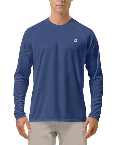 Roadbox Mens UPF 50+ UV Sun Protection Shirts Outdoor Long Sleeve SPF Diving Rash Guard for Fishing Hiking Swimming Ocean Blue - Image 1