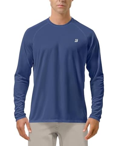 Roadbox Mens UPF 50+ UV Sun Protection Shirts Outdoor Long Sleeve SPF Diving Rash Guard for Fishing Hiking Swimming Ocean Blue - Image 1