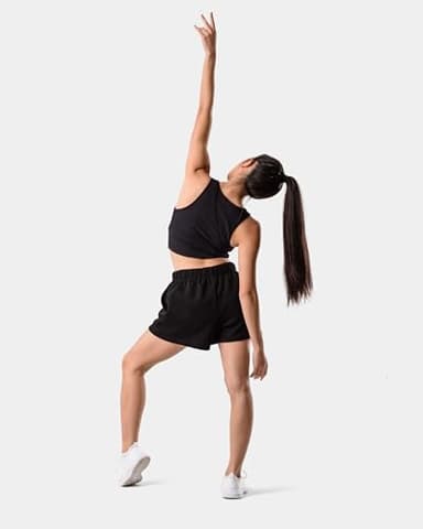 Kamo Fitness CozyTec Sweat Shorts Women High Waisted Lounge Comfy Casual Cotton Shorts with Pockets (Black, L) - Image 3