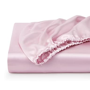 Queen Silk Satin Fitted Sheet, Soft Deep Pocket Single Bottom Bed Sheets Sold Separately, Wrinkle Free, Non- Fading, Breathable, Fully Elasticized(Queen Size, Pink) - Image 7