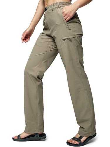 MIER Women's Quick Dry Cargo Pants Lightweight Tactical Hiking Pants with 6 Pockets, Stretchy and Water-Resistant, Rock Grey, 12 - Image 1