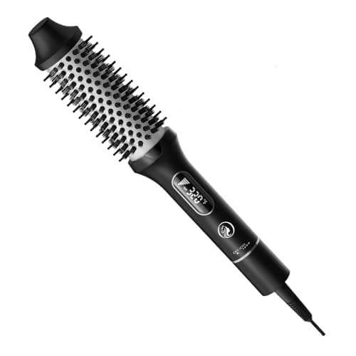 CINOSTAR Heated Round Brush for Hair Straightener, Curler, and Volumizer, 1.5 inch Curling Styler, Negative Ion Thermal Brush, with 6 Temp Settings, Fast Heating, Dual Voltage for Travel, Silver - Image 1