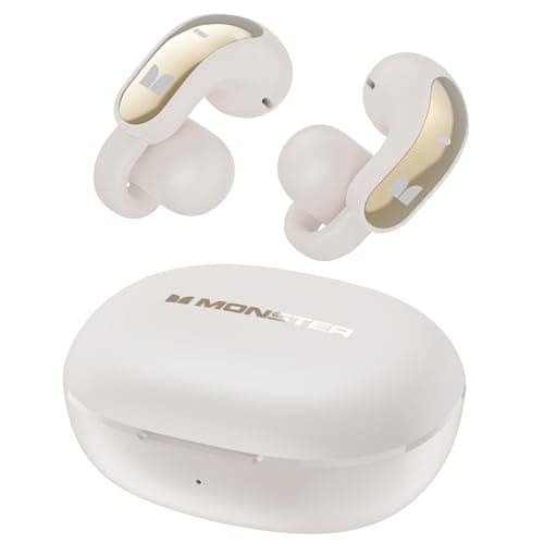 Monster Open Ear AC228 Wireless Headphones, Clip-On Earbuds, Adaptive Comfort, Immersive Audio, Bluetooth 6.0 Open Ear Earbuds with ENC Clear Call, 30H Playtime, IPX5 Water Resistant for Sport, White - Image 1