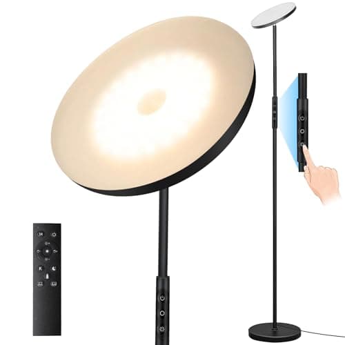 Floor Lamp, Upgraded 40W 4000LM Super Bright Torchiere LED Floor Lamps for Living Room, Stepless Dimmable Color Temperature 2700K-6500K with Remote & Touch Control, Standing Light for Bedroom Office - Image 1