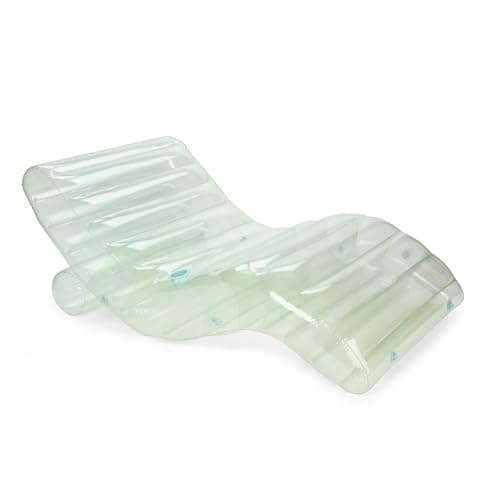 FUNBOY Giant Inflatable Luxury Seaglass Green Chaise Lounger, Chair Pool Float for Adults, Transparent Seaglass Green Material, Perfect for a Summer Pool Party - Image 1