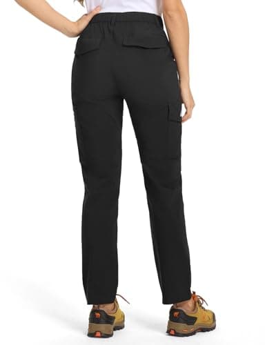 TBMPOY Women's Hiking Cargo Pants Lightweight Water Resistant Quick Dry Fishing Camping Travel Work Pant with 6 Pockets Black S - Image 2