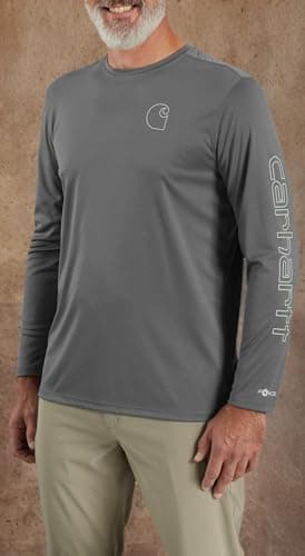 Carhartt Men's Force Sun Defender™ Lightweight Long-Sleeve Logo Graphic T-Shirt, Steel, Large - Image 2