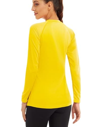 MAGCOMSEN Running Shirts Women Athletic Shirts Women Workout Shirts for Women UV Shirts for Women Long Sleeve Shirts Summer T Shirts Yellow - Image 2