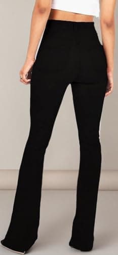 KDF Women's Black Bell Bottom Jeans for Women High Waisted Flare Bootcut Stretch Plus Size Slimming Bell Bottom Pants for Women, 12, Black - Image 6