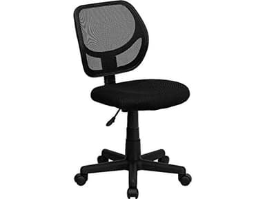 Flash Furniture Neri Low Back Black Mesh Swivel Task Office Chair with Curved Square Back - Image 1
