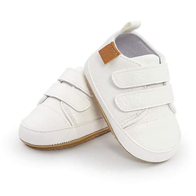 BABSMULY Baby Boys Girls Shoes Non-Slip Rubber Sole High-Top PU Leather Sneakers Infant First Walking Shoes Toddler Crib Newborn Loafers Flats.(White, 6-12 Months) - Image 6
