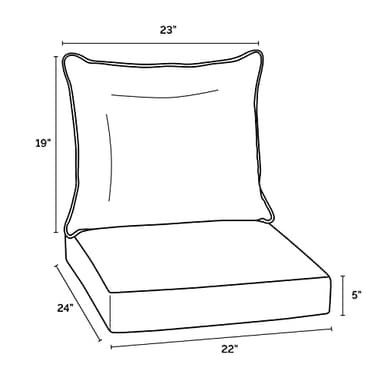 Arden Outdoor Deep Seat Cushion Set, 22 in x 24 in, Weather-Proof, Rain-Proof, Fade Resistant Patio Cushion Sapphire Aurora Blue Damask - Image 5