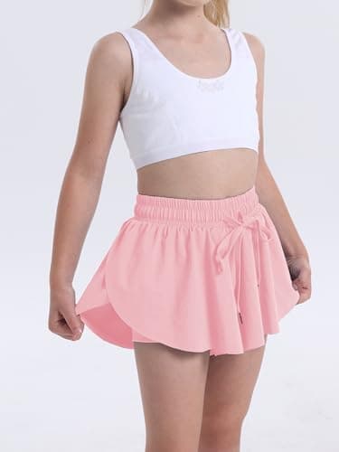 Flowy Shorts for Teen Girls Athletic Running Biker Shorts Youth Butterfly Shorts（Pink-M） - Image 4