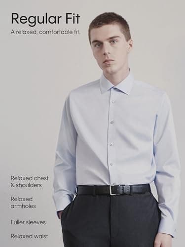 Calvin Klein Men's Regular Fit Non Iron Herringbone Solid, Black, 14.5/32-33 - Image 5