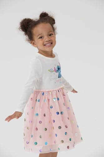 Disney Lilo & Stitch Dress Toddler Girls A-Line Long Sleeve Polka Dot Double-Layered Tulle Winter Fall Clothes Kids Birthday Gift Party Outfit 4-5T - Image 7