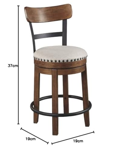 Signature Design by Ashley Valebeck Rustic Farmhouse Swivel Bar Stool – 24.5″ Counter Height, 360° Swivel Metal & Wood Frame, Polyester Upholstery – Brown - Image 3