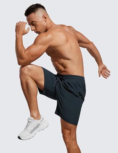 CRZ YOGA Men's Linerless Workout Shorts - 7'' Quick Dry for Running Sports Athletic Gym with Pockets Ink Gray Large - Image 3