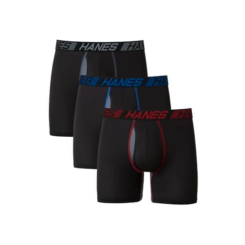 Hanes Men's X-Temp Total Support Pouch Boxer Brief, Anti-Chafing, Moisture-Wicking Underwear, Multi-Pack, Black, Large - Image 1