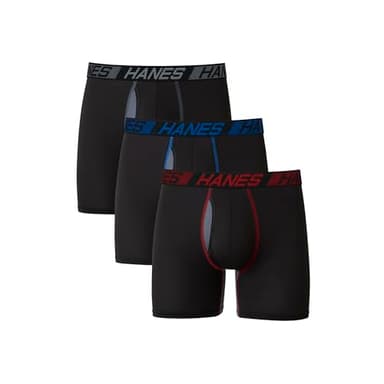 Hanes Men's X-Temp Total Support Pouch Boxer Brief, Anti-Chafing, Moisture-Wicking Underwear, Multi-Pack, Black, Large - Image 1