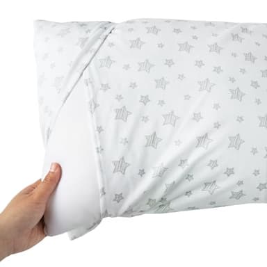 Toddler Pillow for Sleeping, Kid Pillows 14" x 19" for Small Travel Bed, Nap Pillow, Soft & Skin-Friendly Small Pillows for Sleeping, Toddler Use Only, Age 2 to 5 (Grey Star) - Image 2