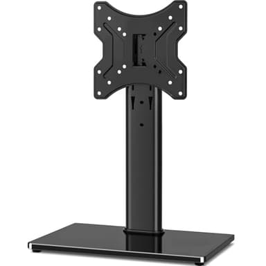Rfiver Universal Swivel Tabletop TV Stand for Flat Screens 23 24 26 32 39 40 42 43 Inch, Heavy Duty Center Pedestal Stand Replacement with Black Tempered Glass Base and Height Adjustable Mount - Image 1
