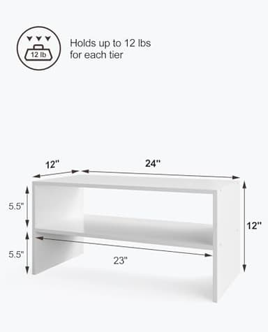 LOWOSA 2-Tier Stackable White Shoe Rack, Wooden 2-Shelf Shoe Organizer Freestanding Shoe Storage Stand for 6-9 Pairs, Perfect for Closet, Entryway, Office Use - Modern White - Image 3