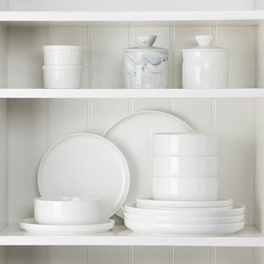 MALACASA Plates and Bowls Sets, 12 Pieces Porcelain Dinnerware Sets Dishware Sets Chip Resistant Ceramic Dish Set Dining Dinner Ware Service for 4, White, Series LUNA - Image 6