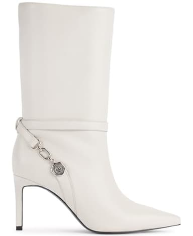 Karl Lagerfeld Paris Women's Sharina Mid-Calf Heeled Bootie Ankle Boot, Soft White, 8 - Image 5