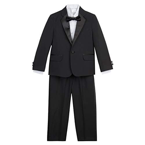 Nautica Little Boy's Tuxedo Set with Jacket, Pant, Shirt, and Bow Tie Suit, Black Tuxedo, 5 - Image 1