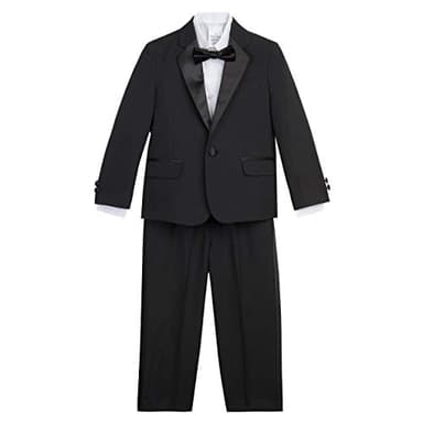Nautica Little Boy's Tuxedo Set with Jacket, Pant, Shirt, and Bow Tie Suit, Black Tuxedo, 5 - Image 1