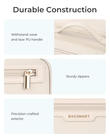 BAGSMART Travel Makeup Bag, Make Up Bag with Multiple Compartments for Organizer, Durable & Compact Cosmetic Organizer for Women for Travel Accessories (Green) - Image 6