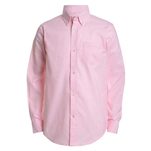 Izod boys Long Sleeve Solid Button-Down Oxford Shirt, Medium Pink, 12 Regular - Image 1