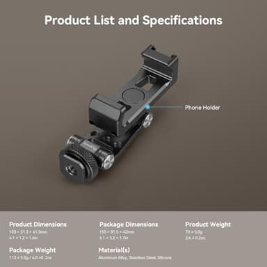 SMALLRIG Universal Metal Phone Support with Cold Shoe Mount, Smartphone Holder Adapter Support Free Adjustment Joints, Phone Tripod Mount for iPhone 17 16 15 14, for Samsung Galaxy etc. - 4382 - Image 8