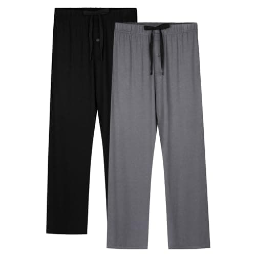 BAMBOO COOL Mens Pajama Pants Sleep Lounge Bottoms Soft Comfy Long Pj Pant Sleepwear with Pockets 2 Pack - Image 1