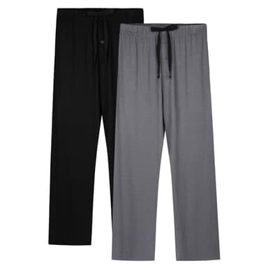 BAMBOO COOL Mens Pajama Pants Sleep Lounge Bottoms Soft Comfy Long Pj Pant Sleepwear with Pockets 2 Pack - Image 1