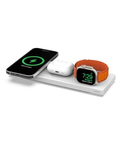 Belkin BoostCharge Pro 15W 3-In-1 Wireless MagSafe Charging Pad - White - Image 1