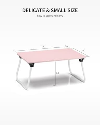 Ruxury Foldable Lap Desk Laptop Stand Bed Desk Table Tray, Breakfast Serving Tray, Portable & Lightweight Mini Table, Lap Tablet Desk for Sofa Couch Floor - Pink - Image 6