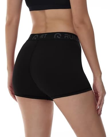 Runhit 3 Pack Compression Shorts for Women High Waisted 3" Volleyball Shorts Womens Spandex Shorts Workout Athletic Yoga Black Black Black L - Image 2