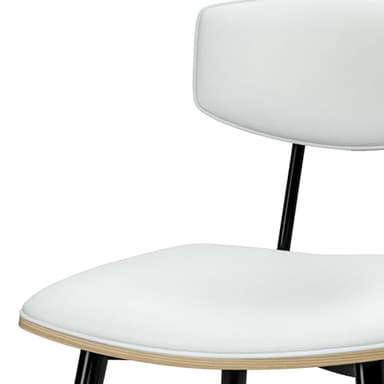 SIMPLIHOME Mavis Dining Chairs - Mid-Century Modern Iron Frame and Vegan Faux Leather Kitchen Chair Set in White, Dining Room Seating with Curved Wood Veneer Backrest and Padded Seat (Set of 2) - Image 7