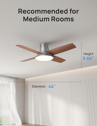 Dreo Ceiling Fans with Lights, 44'' Low Profile Black Ceiling Fan with Remote Control for Bedroom, 6-Level Dimmable Lighting & 5-Color Tone, 6 Speeds, Reversible DC Motor, Easy Installation, Timer - Image 8