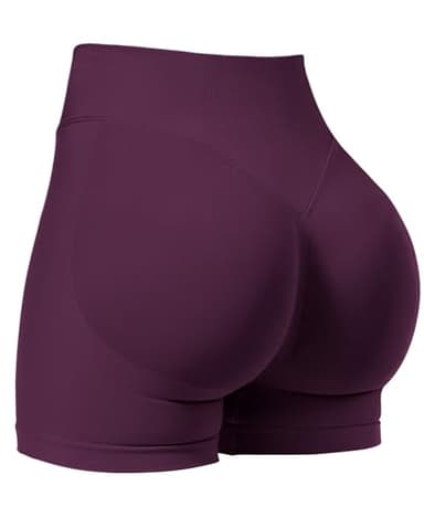 VOYJOY Women Workout Impact Shorts 2.5"/ 3.6"/ 4.5"/ 6" Scrunch Butt Lifting Gym Seamless Booty Biker Shorts Black Cherry - Image 1