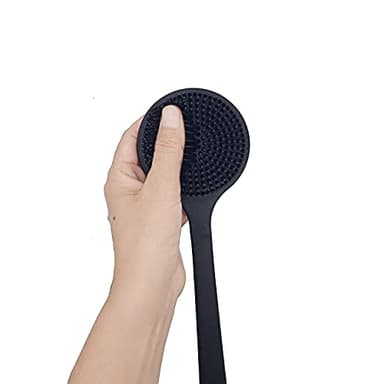 DNC Back Scrubber for Shower Soft Silicone Bath Body Brush with Long Handle (Black) - Image 3