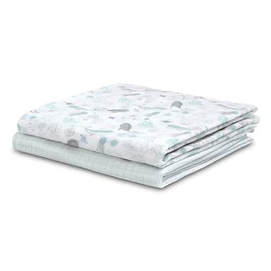 Delta Children 100% Cotton Muslin Baby Receiving Blankets for Girls and Boys – 47x47 Inches (Pack of 2), Sea Life - Image 7