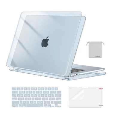 MOSISO Compatible with MacBook Air 15 inch Case M4 M3 M2 2025 2024 2023 Release A3241 A3114 A2941 with Touch ID, Plastic Hard Shell Case&Keyboard Cover&Screen Protector&Storage Bag, Crystal Sky Blue - Image 1