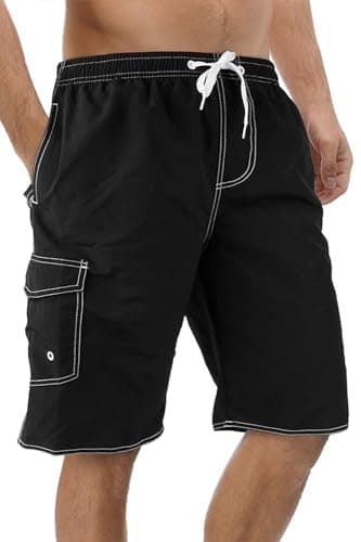 Srnede Mens Swim Trunks Swimming Trunks Swim Shorts Quick Dry 11 Inch with Mesh Lining Funny Swimwear Bathing Suits Black - Image 1